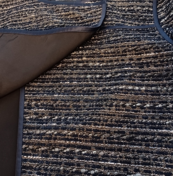 Lafayette 148 New York Old Money Navy Blue Sz M Textured Tweed Office Jacket - Picture 13 of 14